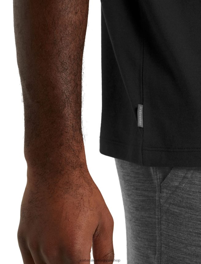 Icebreaker îmbrăcăminte negru bărbați tricou central merinos cu maneca scurta DL46T492