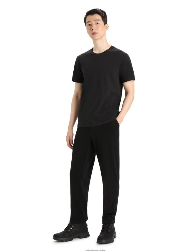 Icebreaker îmbrăcăminte negru bărbați tricou clasic cu mânecă scurtă din merino central DL46T47