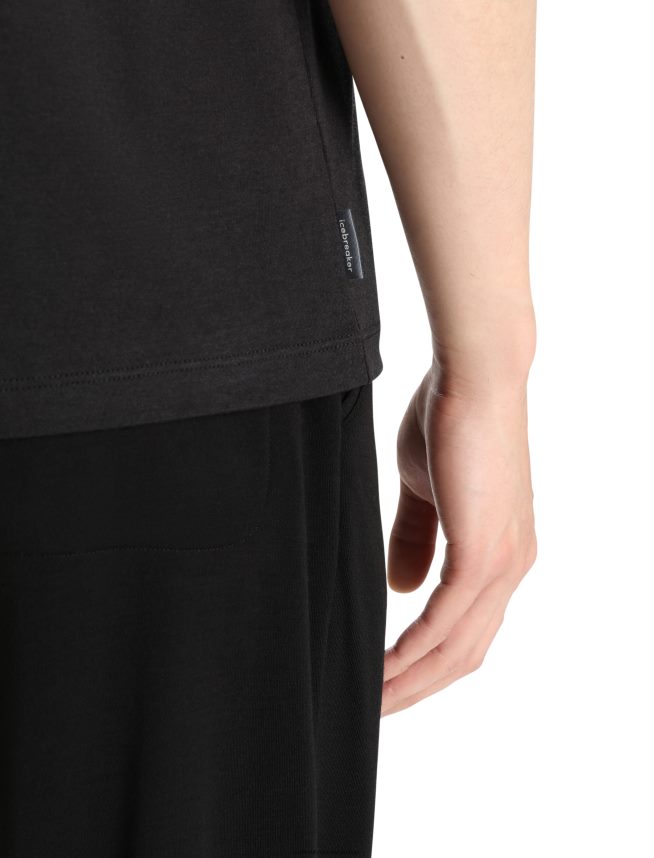 Icebreaker îmbrăcăminte negru bărbați tricou clasic cu mânecă scurtă din merino central DL46T47