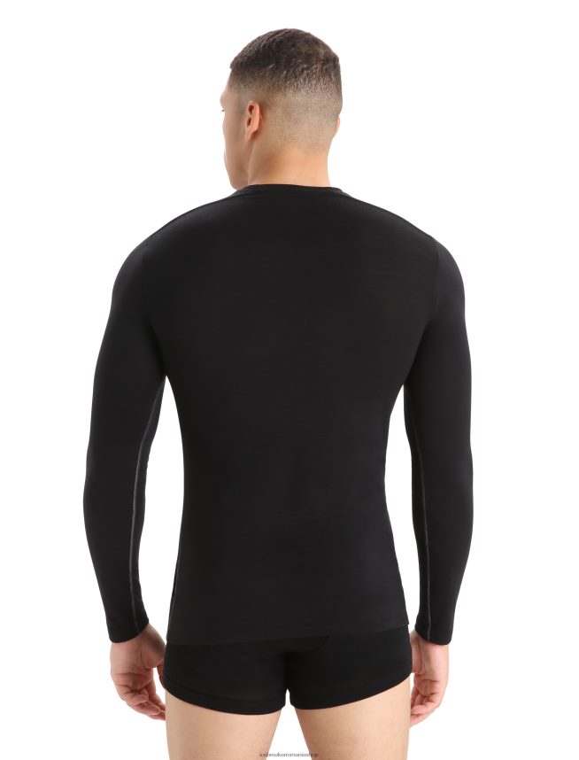 Icebreaker îmbrăcăminte negru bărbați tricou crewe cu mânecă lungă din merino anatomica DL46T1