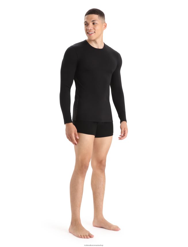 Icebreaker îmbrăcăminte negru bărbați tricou crewe cu mânecă lungă din merino anatomica DL46T1