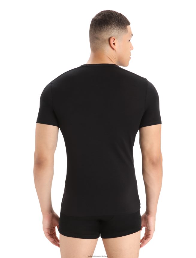 Icebreaker îmbrăcăminte negru bărbați tricou crewe cu mânecă scurtă din merino anatomica DL46T127