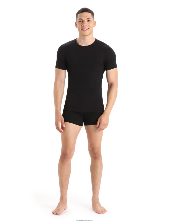 Icebreaker îmbrăcăminte negru bărbați tricou crewe cu mânecă scurtă din merino anatomica DL46T127