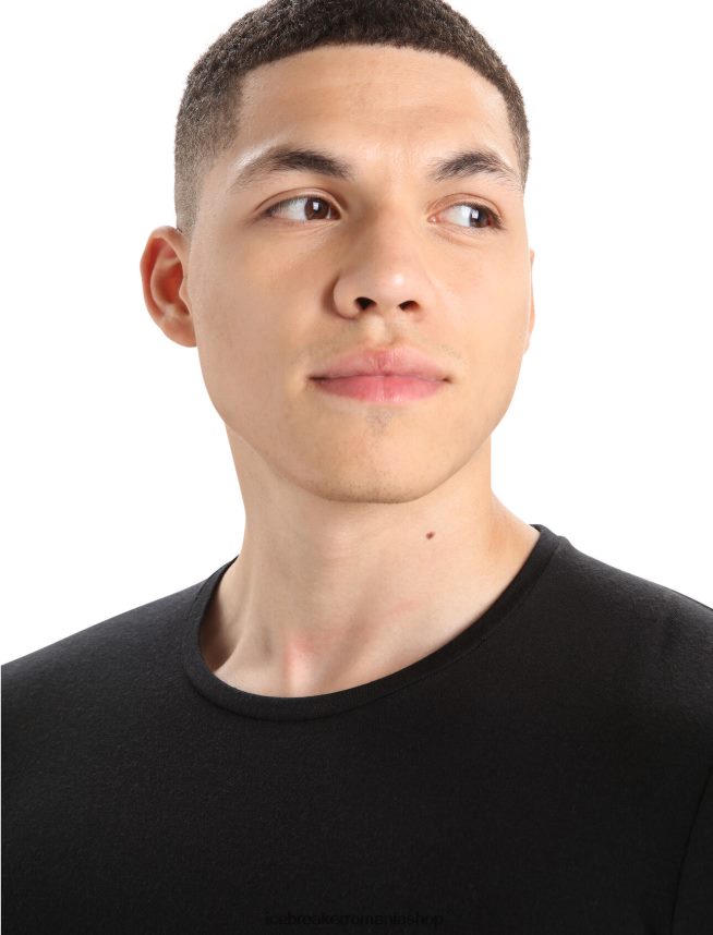 Icebreaker îmbrăcăminte negru bărbați tricou crewe cu mânecă scurtă din merino anatomica DL46T127