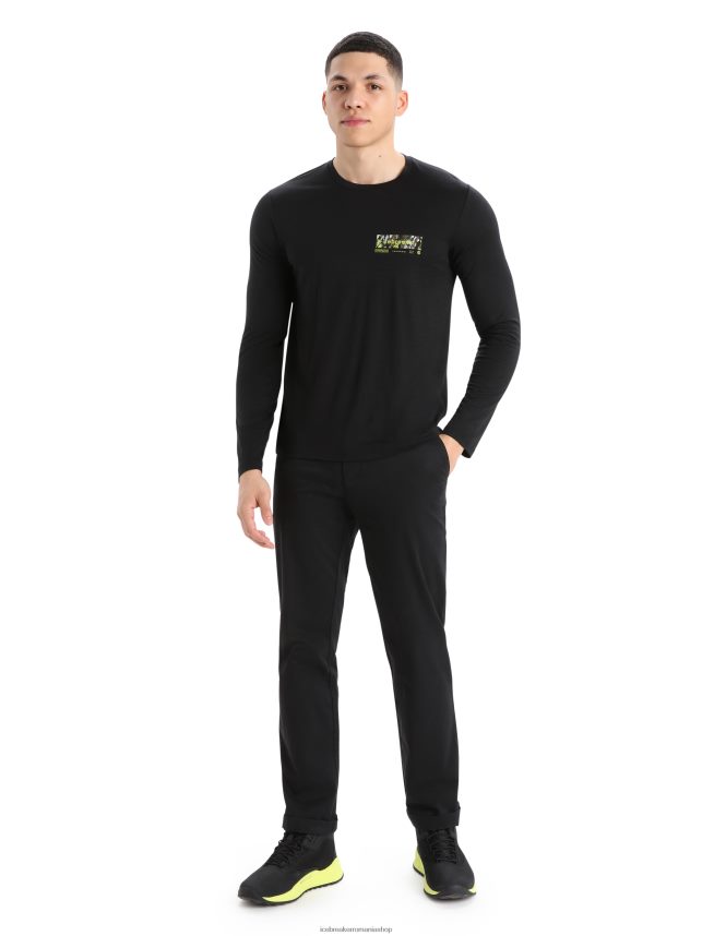 Icebreaker îmbrăcăminte negru bărbați tricou cu mânecă lungă merino tech lite ii summit tread DL46T378