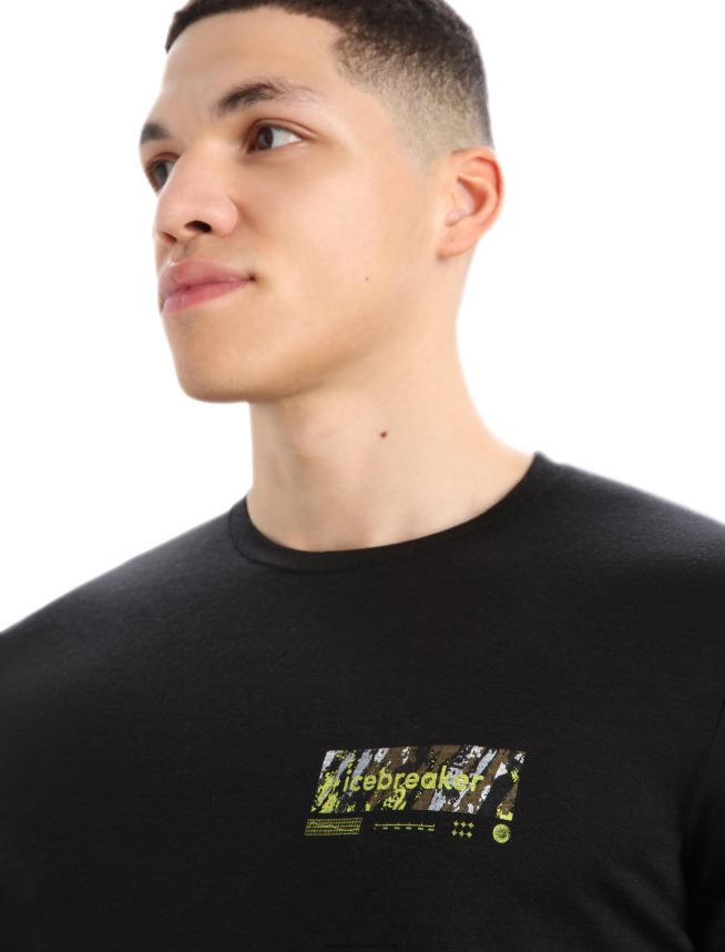 Icebreaker îmbrăcăminte negru bărbați tricou cu mânecă lungă merino tech lite ii summit tread DL46T378