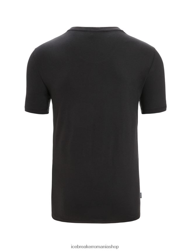 Icebreaker îmbrăcăminte negru bărbați tricou cu mânecă scurtă din bumbac tencel logo natural DL46T88