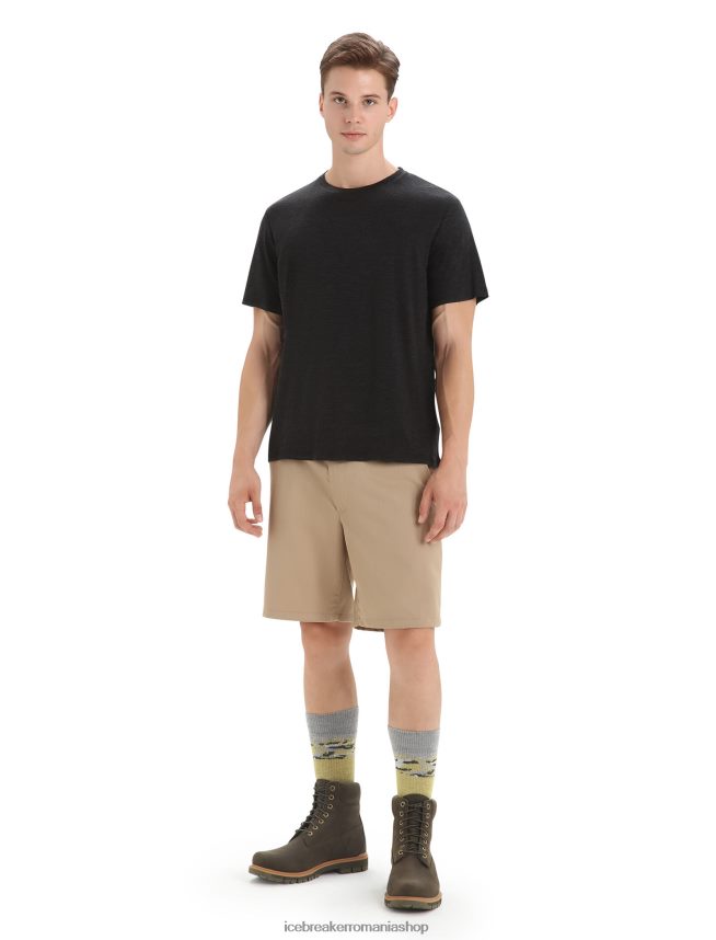 Icebreaker îmbrăcăminte negru bărbați tricou cu mânecă scurtă din merinos DL46T80