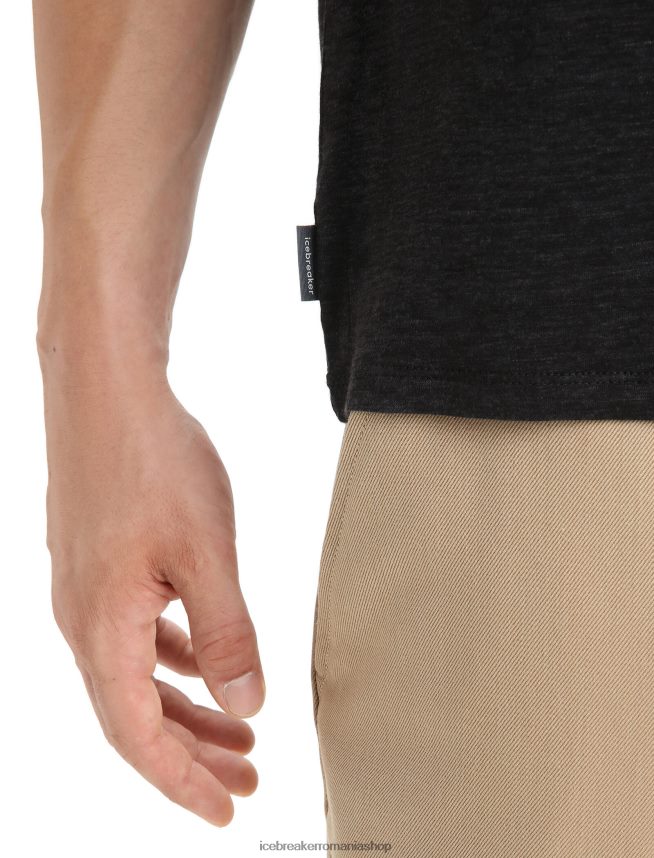 Icebreaker îmbrăcăminte negru bărbați tricou cu mânecă scurtă din merinos DL46T80