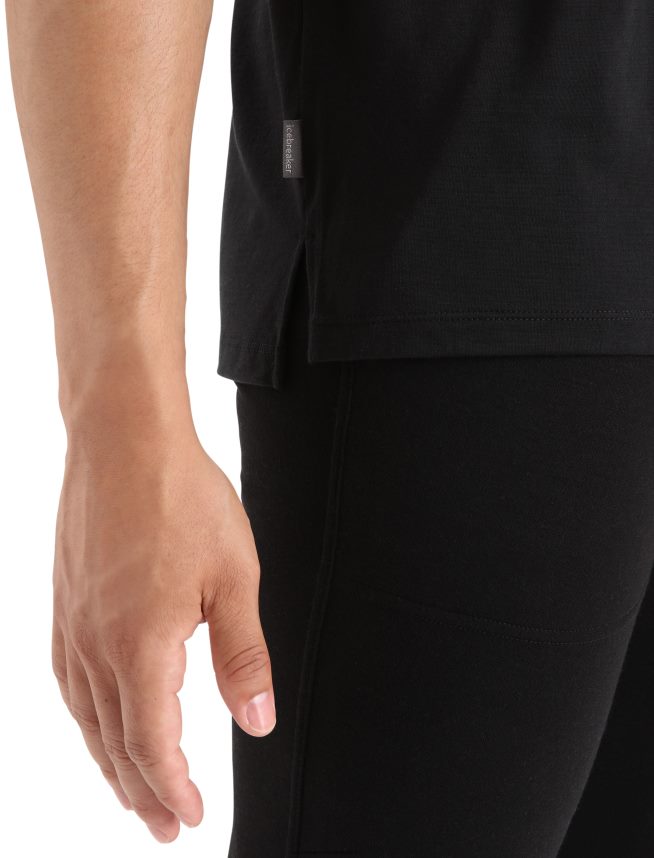 Icebreaker îmbrăcăminte negru bărbați tricou cu mânecă scurtă merino sphere ii DL46T3