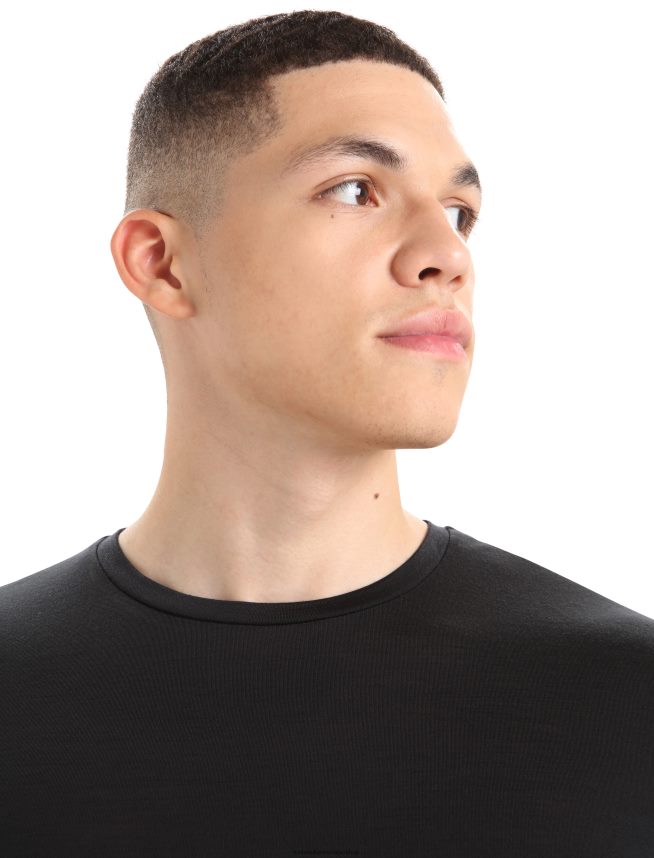 Icebreaker îmbrăcăminte negru bărbați tricou cu mânecă scurtă merino sphere ii DL46T3