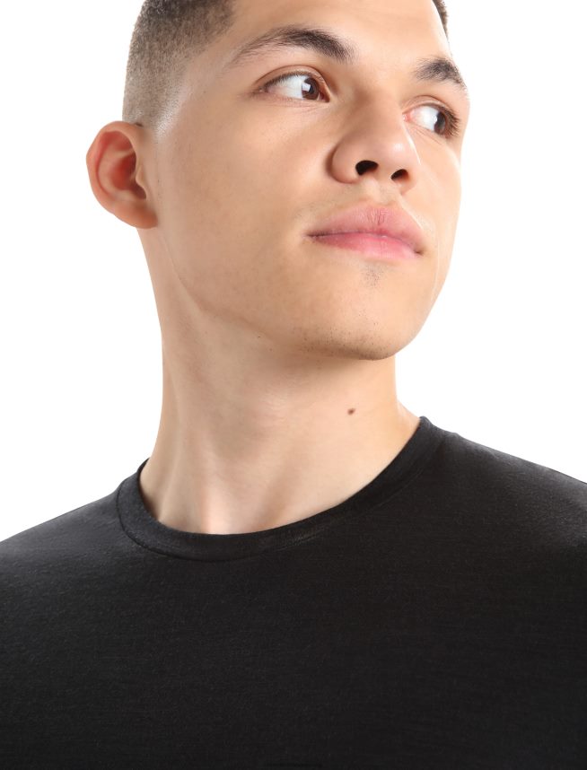 Icebreaker îmbrăcăminte negru bărbați tricou cu mânecă scurtă merino tech lite ii DL46T22