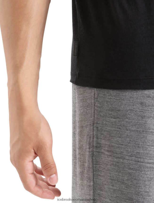 Icebreaker îmbrăcăminte negru bărbați tricou cu mânecă scurtă merino tech lite ii DL46T22