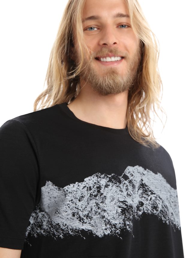 Icebreaker îmbrăcăminte negru bărbați tricou cu mânecă scurtă merino tech lite ii gamă remarcabilă DL46T411