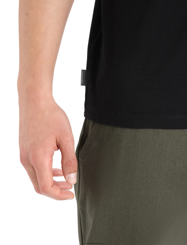Icebreaker îmbrăcăminte negru bărbați tricou cu mânecă scurtă merino tech lite ii gamă remarcabilă DL46T411