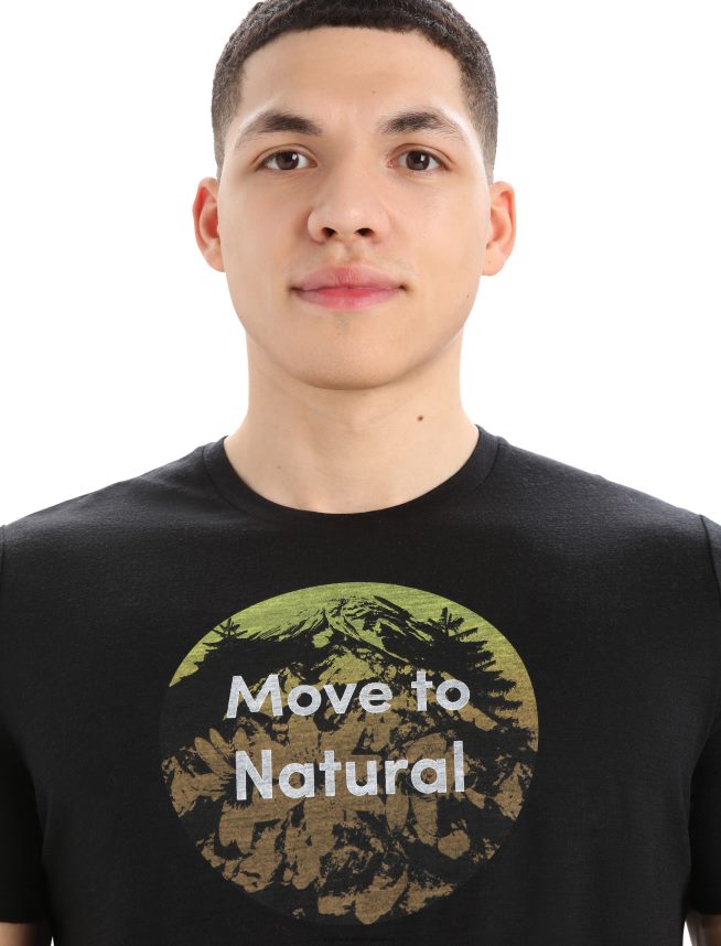 Icebreaker îmbrăcăminte negru bărbați tricou cu mânecă scurtă merino tech lite ii natural alps DL46T367