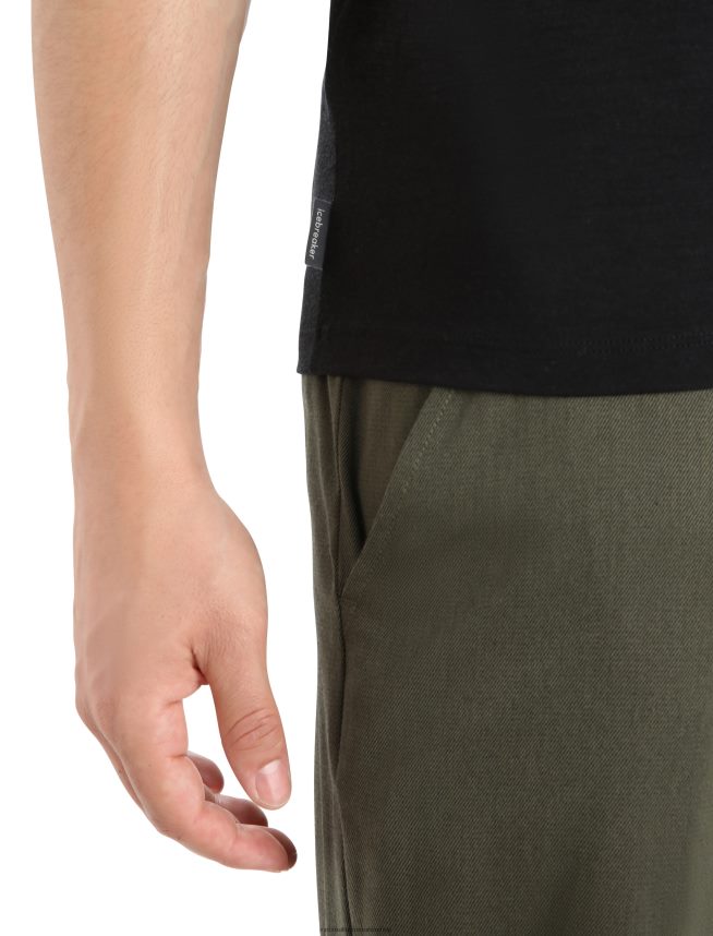 Icebreaker îmbrăcăminte negru bărbați tricou cu mânecă scurtă merino tech lite ii natural alps DL46T367