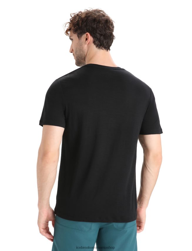 Icebreaker îmbrăcăminte negru bărbați tricou cu mânecă scurtă merino tech lite ii pentru drumeții DL46T36