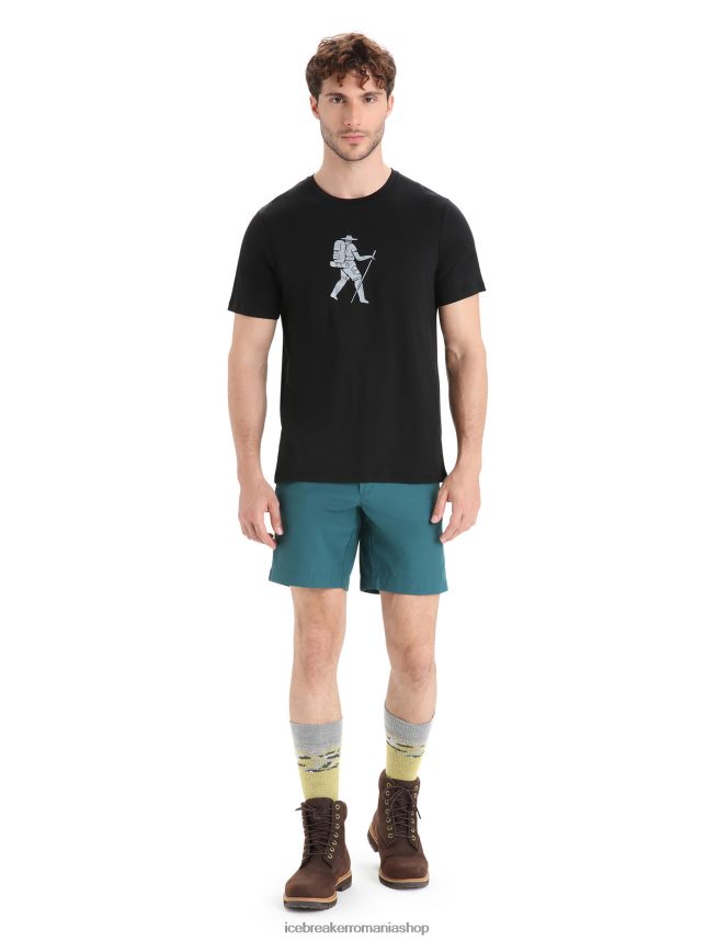 Icebreaker îmbrăcăminte negru bărbați tricou cu mânecă scurtă merino tech lite ii pentru drumeții DL46T36
