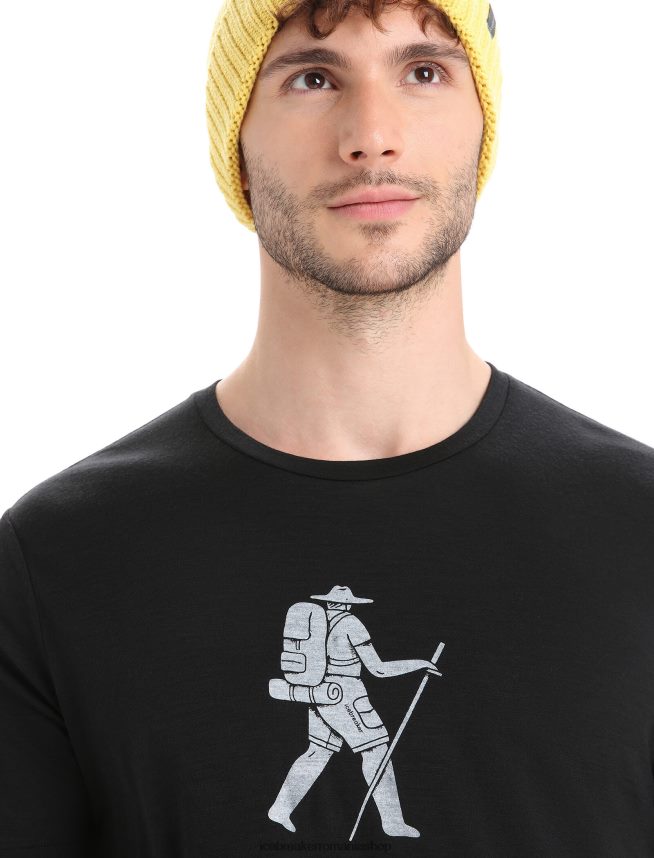 Icebreaker îmbrăcăminte negru bărbați tricou cu mânecă scurtă merino tech lite ii pentru drumeții DL46T36