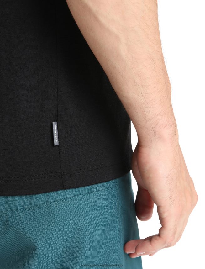Icebreaker îmbrăcăminte negru bărbați tricou cu mânecă scurtă merino tech lite ii pentru drumeții DL46T36