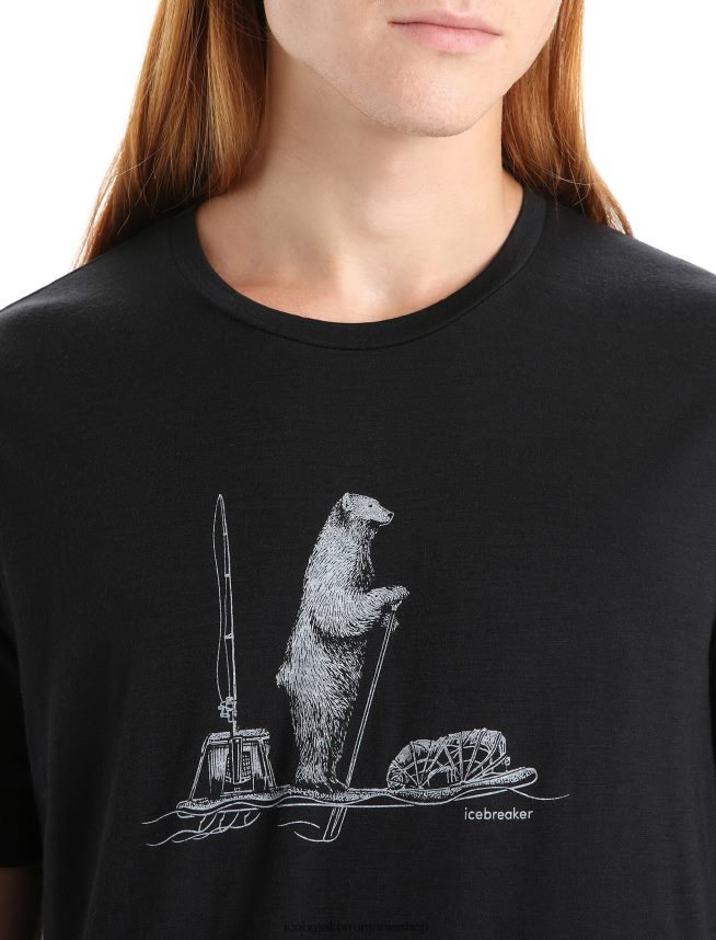 Icebreaker îmbrăcăminte negru bărbați tricou cu mânecă scurtă merino tech lite ii polar paddle DL46T66