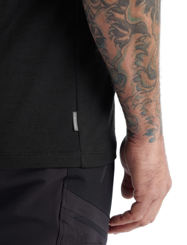 Icebreaker îmbrăcăminte negru bărbați tricou cu mânecă scurtă merino tech lite ii sunrise ridge DL46T482