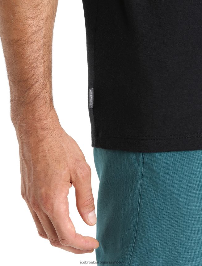 Icebreaker îmbrăcăminte negru bărbați tricou cu mânecă scurtă merino tech lite ii trailhead DL46T14