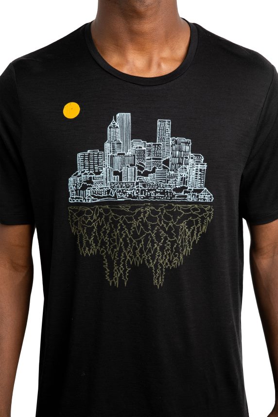 Icebreaker îmbrăcăminte negru bărbați tricou cu mânecă scurtă merino tech lite ii tricou local portland DL46T486