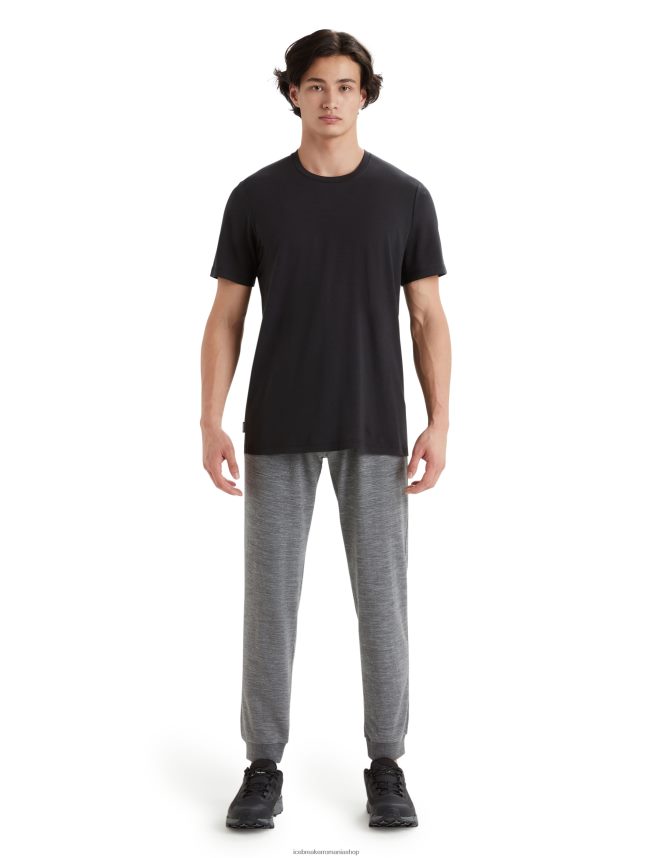 Icebreaker îmbrăcăminte negru bărbați tricou din bumbac tencel cu maneca scurta DL46T76