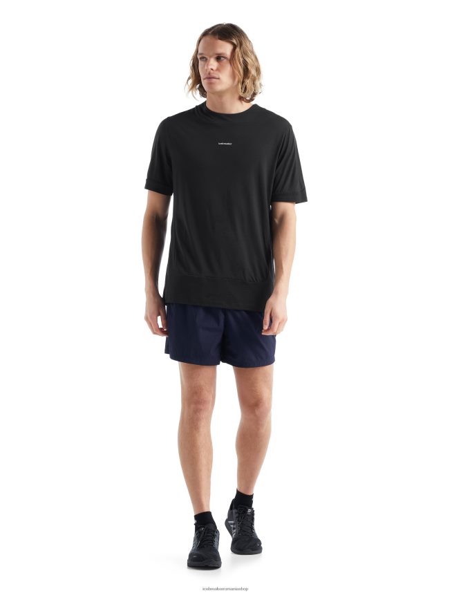 Icebreaker îmbrăcăminte negru bărbați tricou zoneknit merinos cu maneca scurta DL46T498