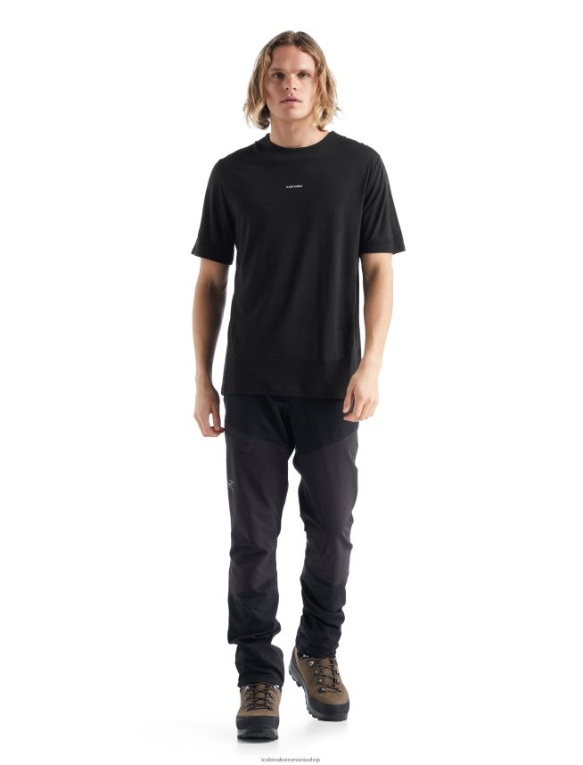 Icebreaker îmbrăcăminte negru bărbați tricou zoneknit merinos cu maneca scurta DL46T498