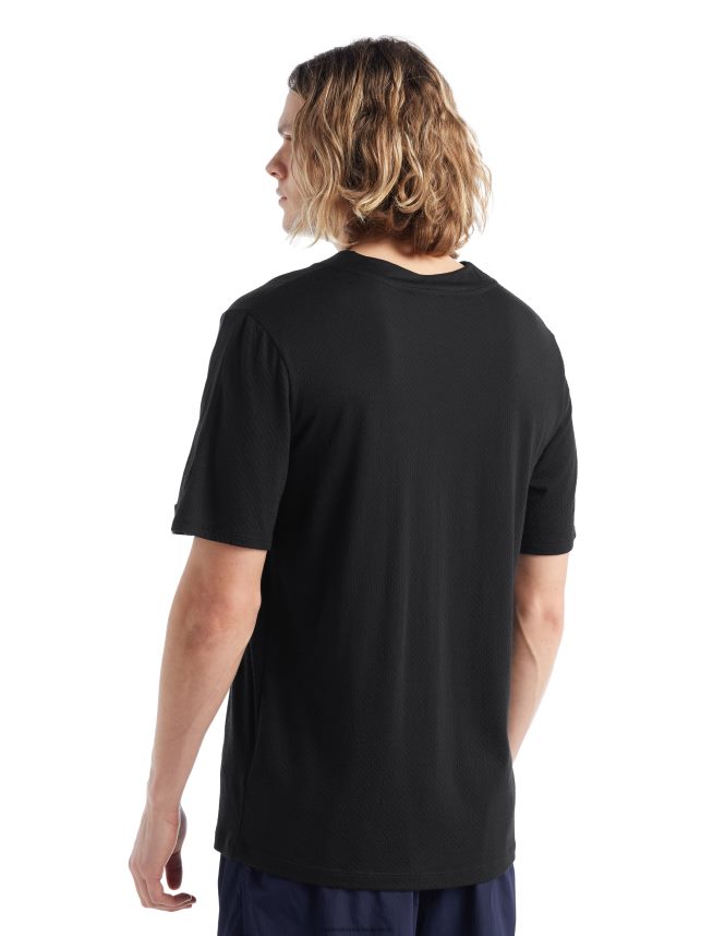 Icebreaker îmbrăcăminte negru bărbați tricou zoneknit merinos cu maneca scurta DL46T498