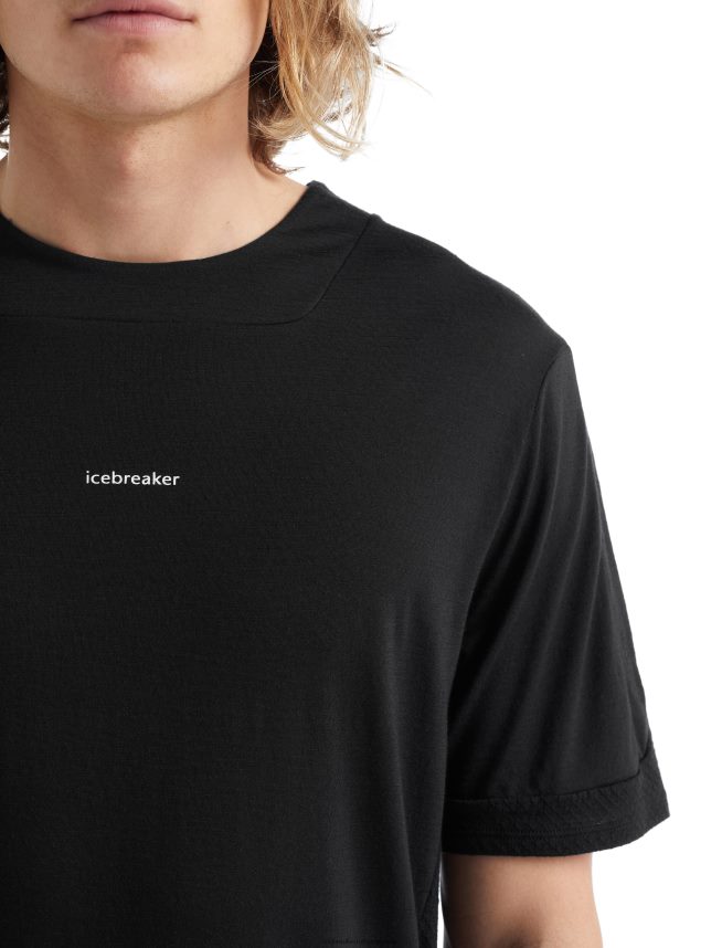 Icebreaker îmbrăcăminte negru bărbați tricou zoneknit merinos cu maneca scurta DL46T498