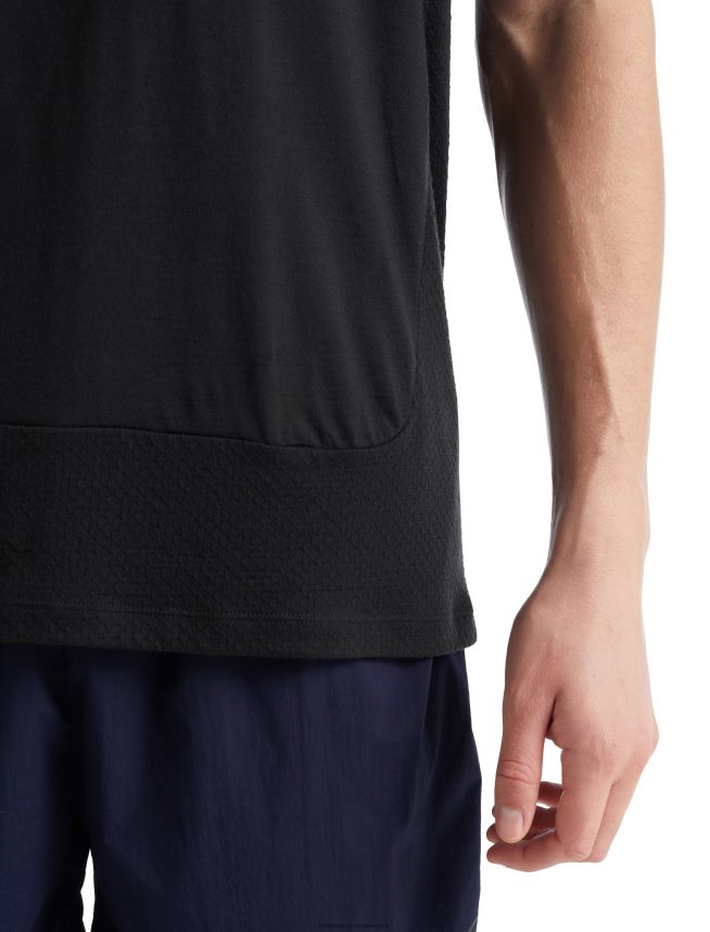 Icebreaker îmbrăcăminte negru bărbați tricou zoneknit merinos cu maneca scurta DL46T498