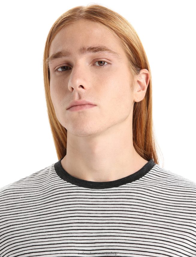 Icebreaker îmbrăcăminte zapada/negru bărbați tricou cu mânecă scurtă din in merino DL46T69