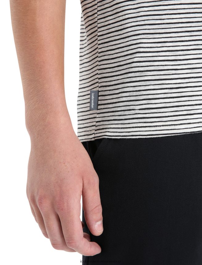 Icebreaker îmbrăcăminte zapada/negru bărbați tricou cu mânecă scurtă din in merino DL46T69