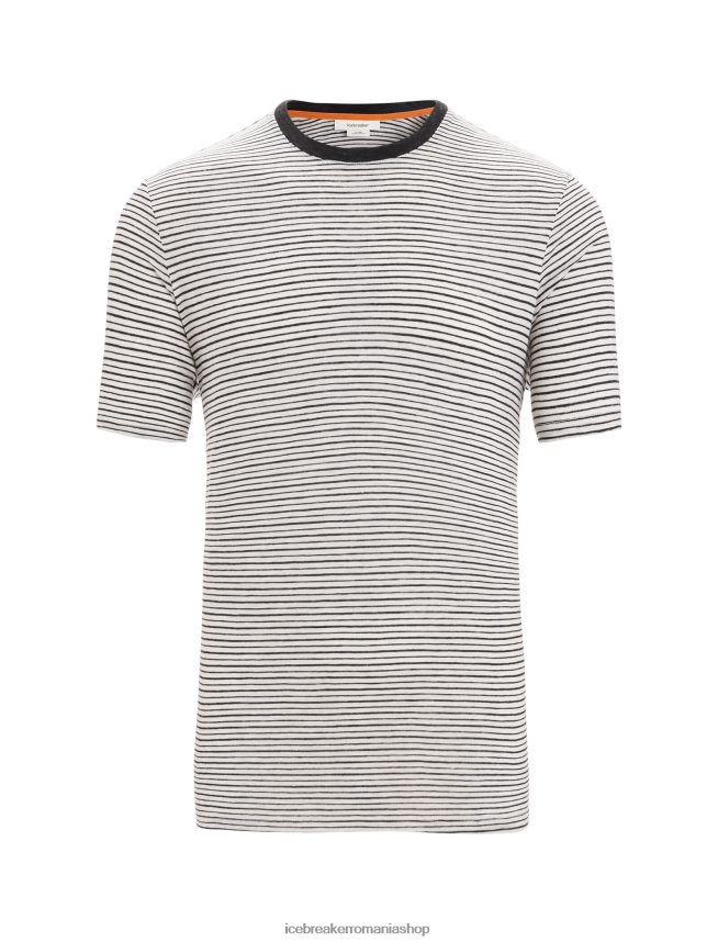 Icebreaker îmbrăcăminte zapada/negru bărbați tricou cu mânecă scurtă din in merino DL46T69