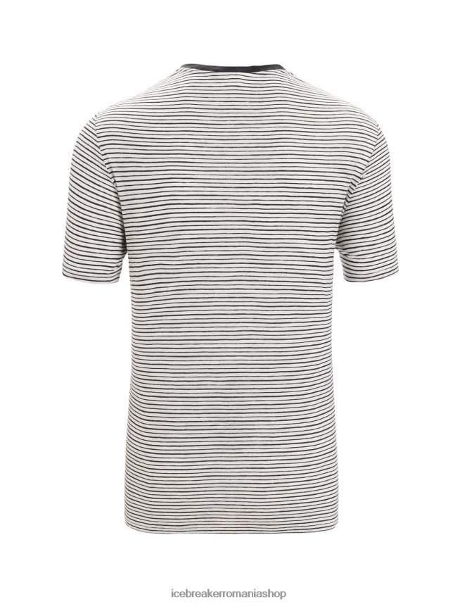 Icebreaker îmbrăcăminte zapada/negru bărbați tricou cu mânecă scurtă din in merino DL46T69