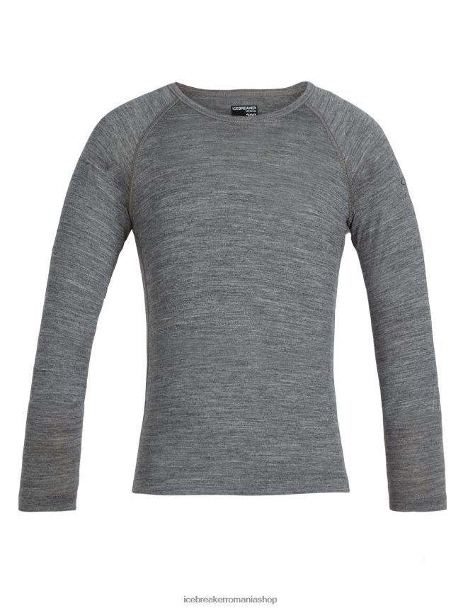 Icebreaker îmbrăcăminte gritstone heather copii Merino 200 Oasis cu mânecă lungă, top termic pentru echipaj DL46T935