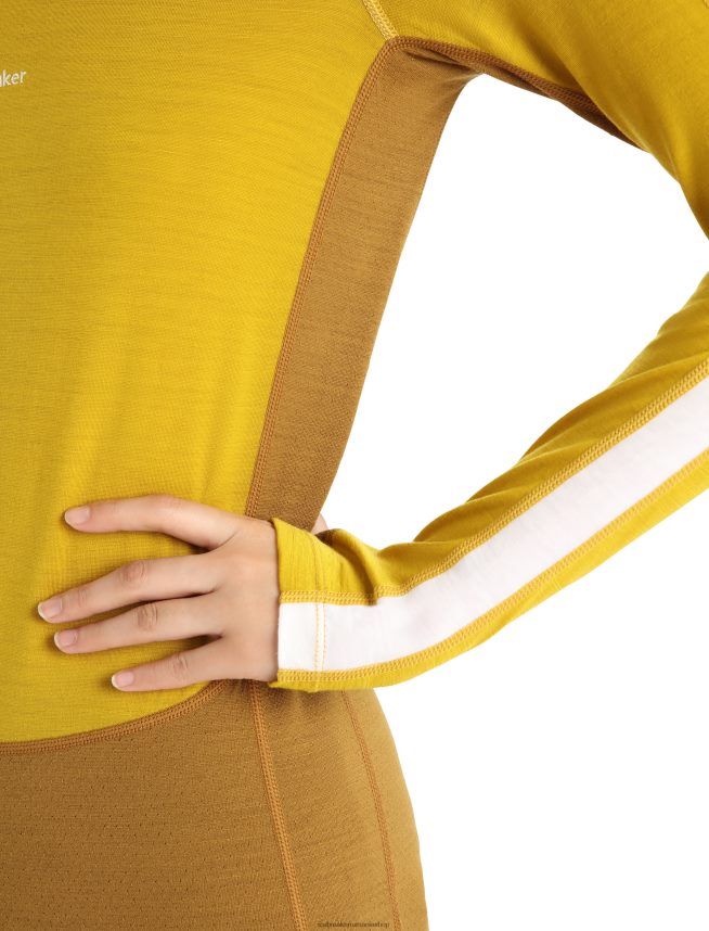 Icebreaker îmbrăcăminte aur tăcut/cuișoare femei Top termic cu mânecă lungă din merino din 200 zoneknit DL46T877