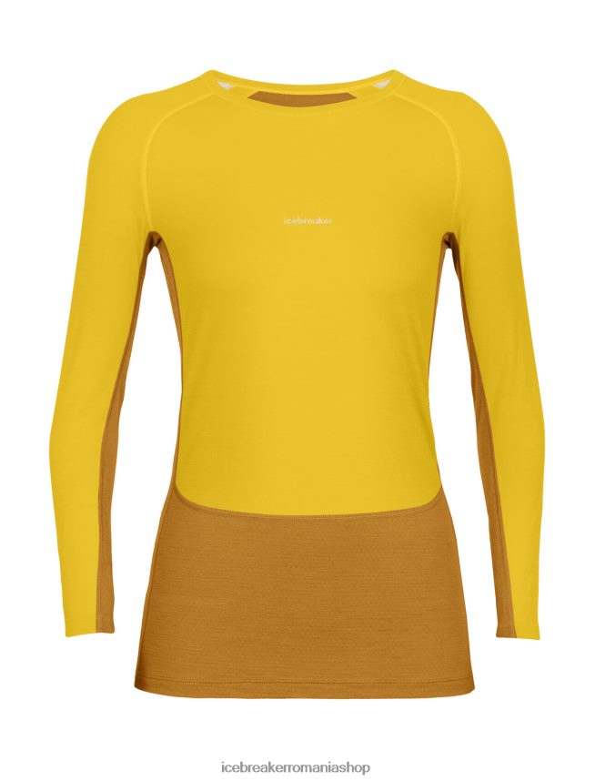 Icebreaker îmbrăcăminte aur tăcut/cuișoare femei Top termic cu mânecă lungă din merino din 200 zoneknit DL46T877