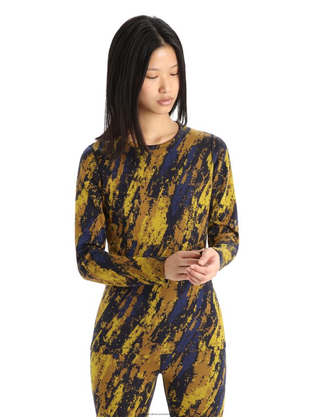 Icebreaker îmbrăcăminte aur tăcut/cuișoare femei merino 250 vertex cu mânecă lungă echipaj termic top sedimentar DL46T830