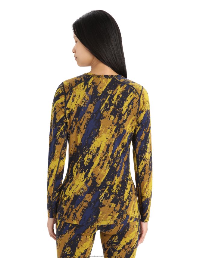 Icebreaker îmbrăcăminte aur tăcut/cuișoare femei merino 250 vertex cu mânecă lungă echipaj termic top sedimentar DL46T830