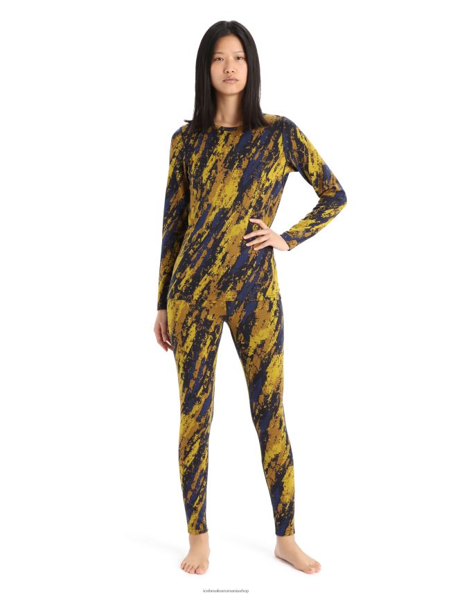 Icebreaker îmbrăcăminte aur tăcut/cuișoare femei merino 250 vertex cu mânecă lungă echipaj termic top sedimentar DL46T830