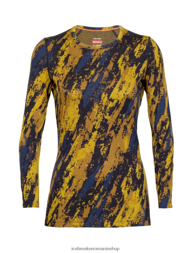Icebreaker îmbrăcăminte aur tăcut/cuișoare femei merino 250 vertex cu mânecă lungă echipaj termic top sedimentar DL46T830