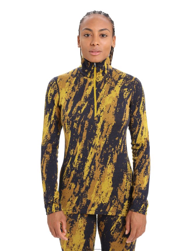 Icebreaker îmbrăcăminte aur tăcut/cuișoare femei merino 250 vertex cu maneca lunga jumatate fermoar top termic sedimentar DL46T819