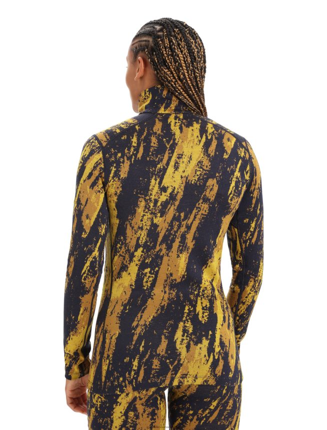 Icebreaker îmbrăcăminte aur tăcut/cuișoare femei merino 250 vertex cu maneca lunga jumatate fermoar top termic sedimentar DL46T819