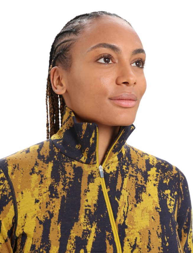 Icebreaker îmbrăcăminte aur tăcut/cuișoare femei merino 250 vertex cu maneca lunga jumatate fermoar top termic sedimentar DL46T819