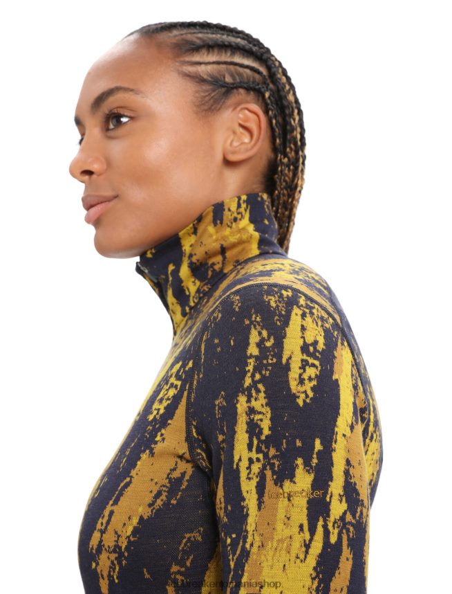 Icebreaker îmbrăcăminte aur tăcut/cuișoare femei merino 250 vertex cu maneca lunga jumatate fermoar top termic sedimentar DL46T819